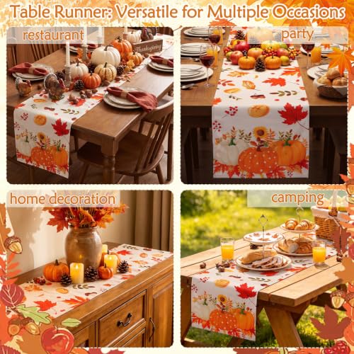 Ovveroche 2 Pack Fall & Christmas Table Runners 13x72 Inch for Holiday Decor