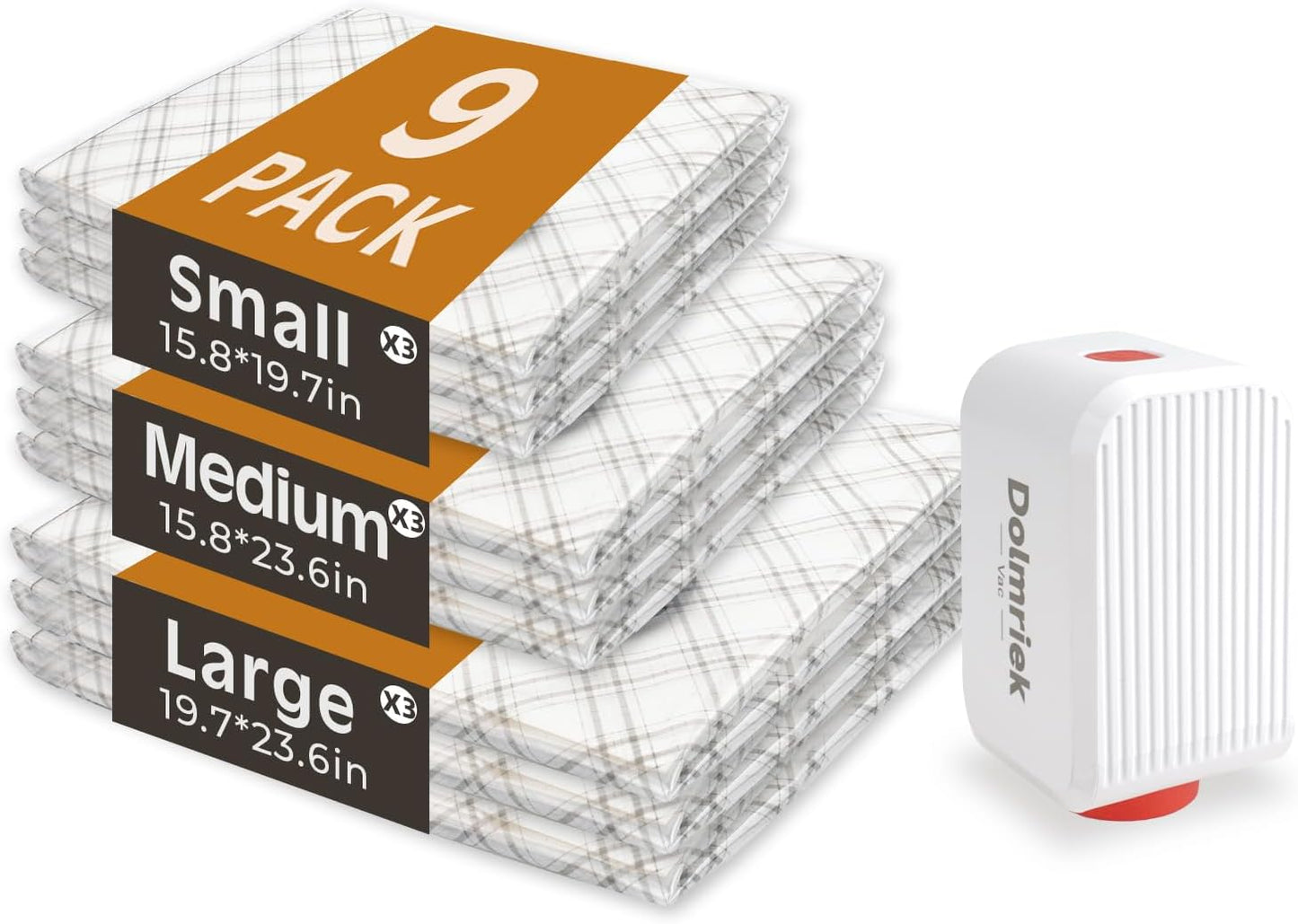 Skiennix Travel Vacuum Storage Bags - 9 Pack Compression Seal Bags with USB Electric Pump for Clothes