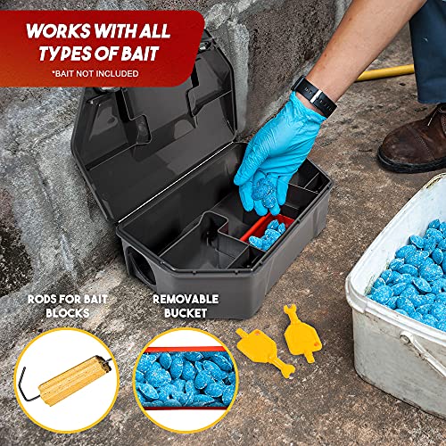 Outdoor Rodent Bait Station with Lock & Key - Weather-Resistant, Tamper-Proof 2 Pack