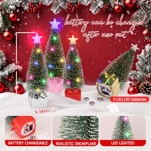 Mini Christmas Tree with Lights, 8 Pack Tabletop Lights for Indoor