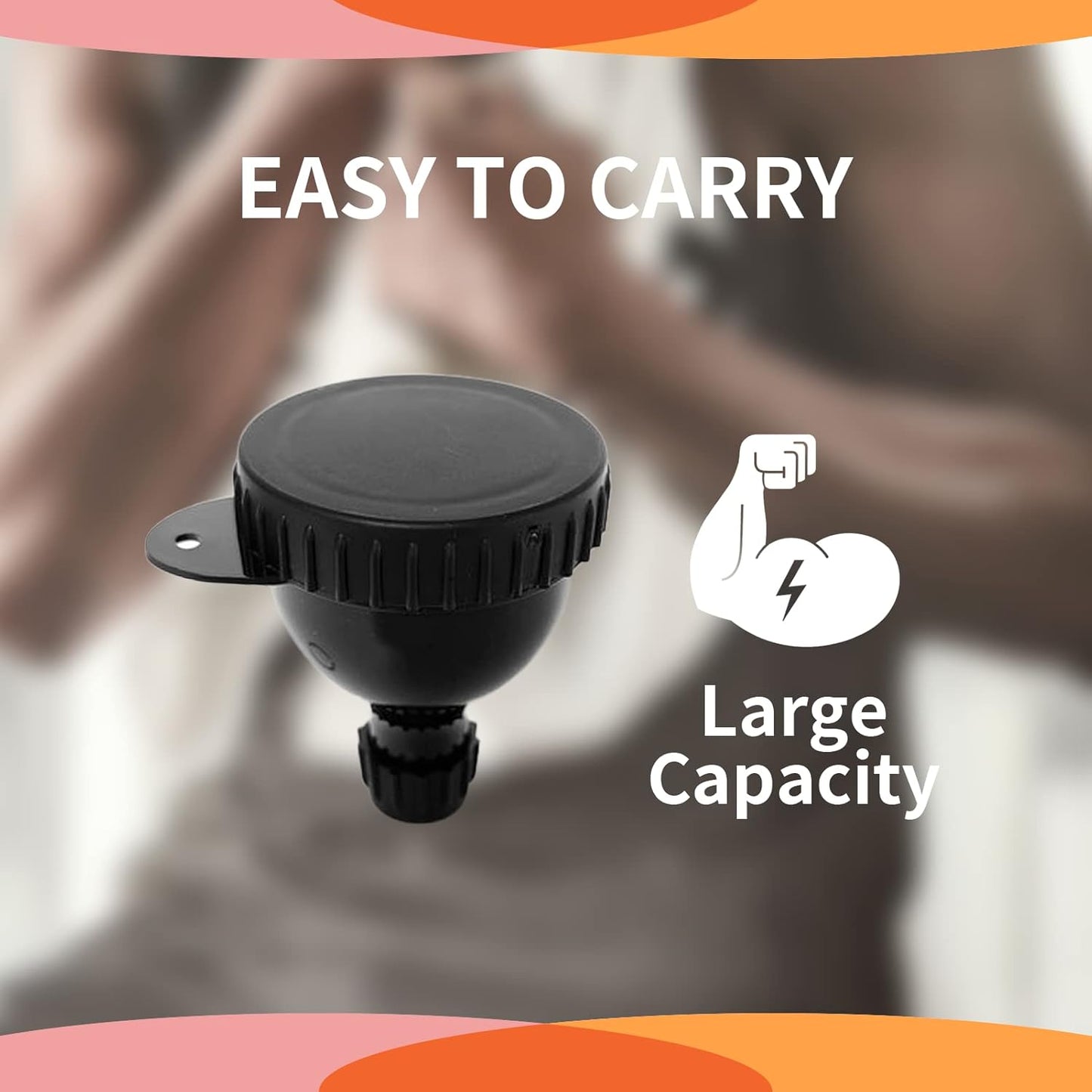 Skiennix Protein Powder Container - 50ml Portable Holder with Mini Funnel & Keychain | Black