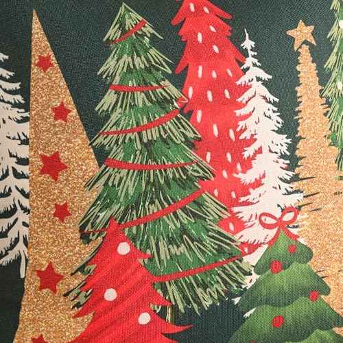FUTEI Decorative Christmas Tree Pillow Covers 18x18 Inch Set of 2,Christmas Green Linen Cushion Cases, Winter Christmas Throw Pillows for Sofa Couch Bed Living Room
