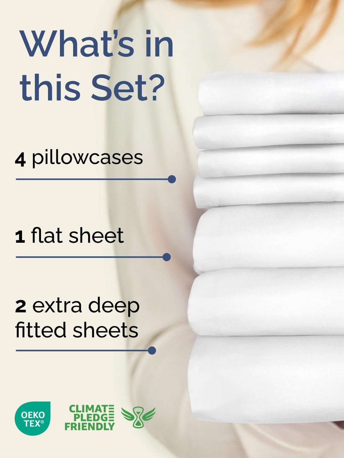 Skiennix Extra Deep Split King Sheet Set - 7 Piece Breathable Cooling Bedding - Soft, Wrinkle-Free White