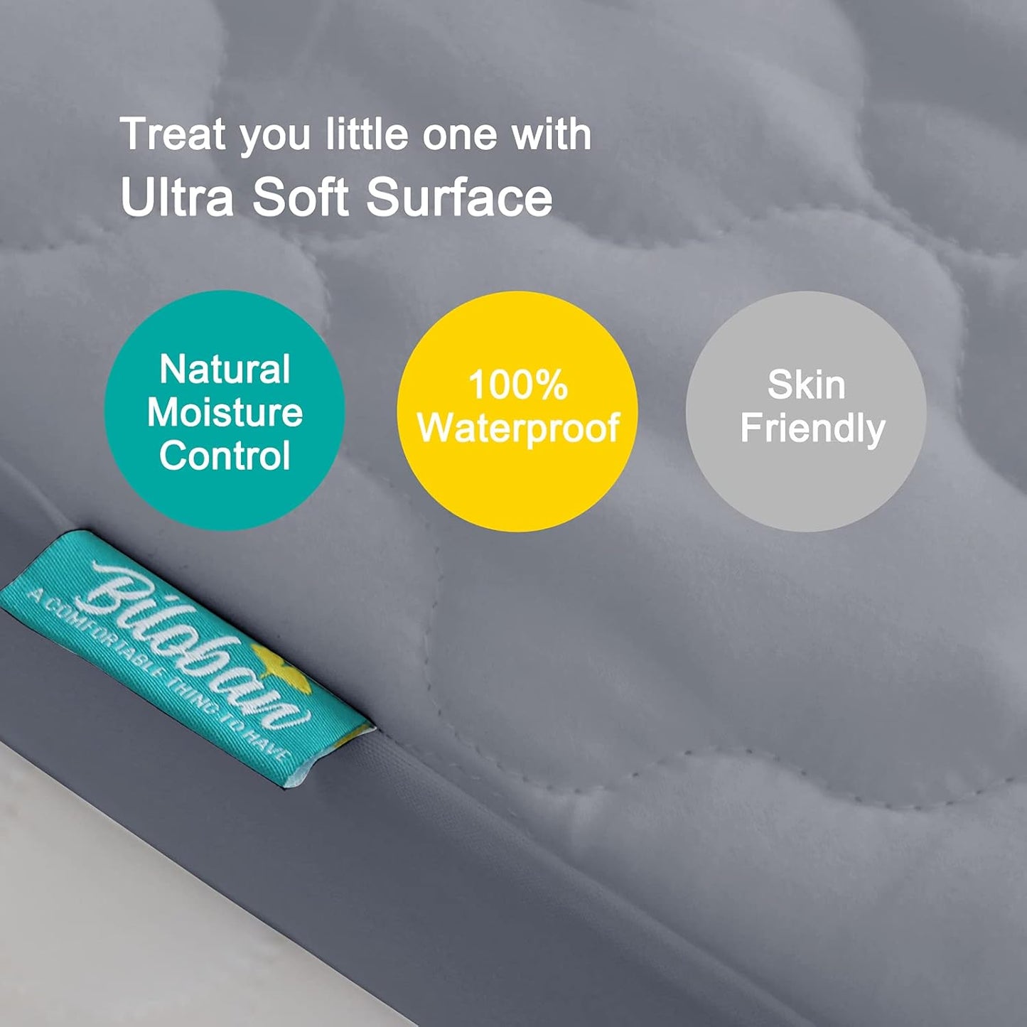 Regine Switzerland Crib Mattress Protector Sheets - 2 Pack Waterproof & Noiseless, 52" x 28", White & Gray