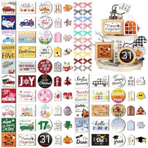 Kigley 70 Pcs Halloween Tiered Tray Decor Set – Trendy Style Holiday Ornaments