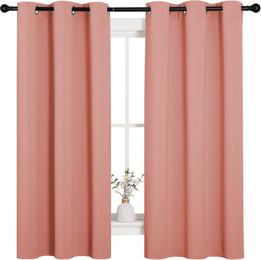 NICETOWN Grommet Blackout Curtains - Light Blocking Draperies for Bedroom & Nursery | Coral, 2 Panels, 42x63 Inches