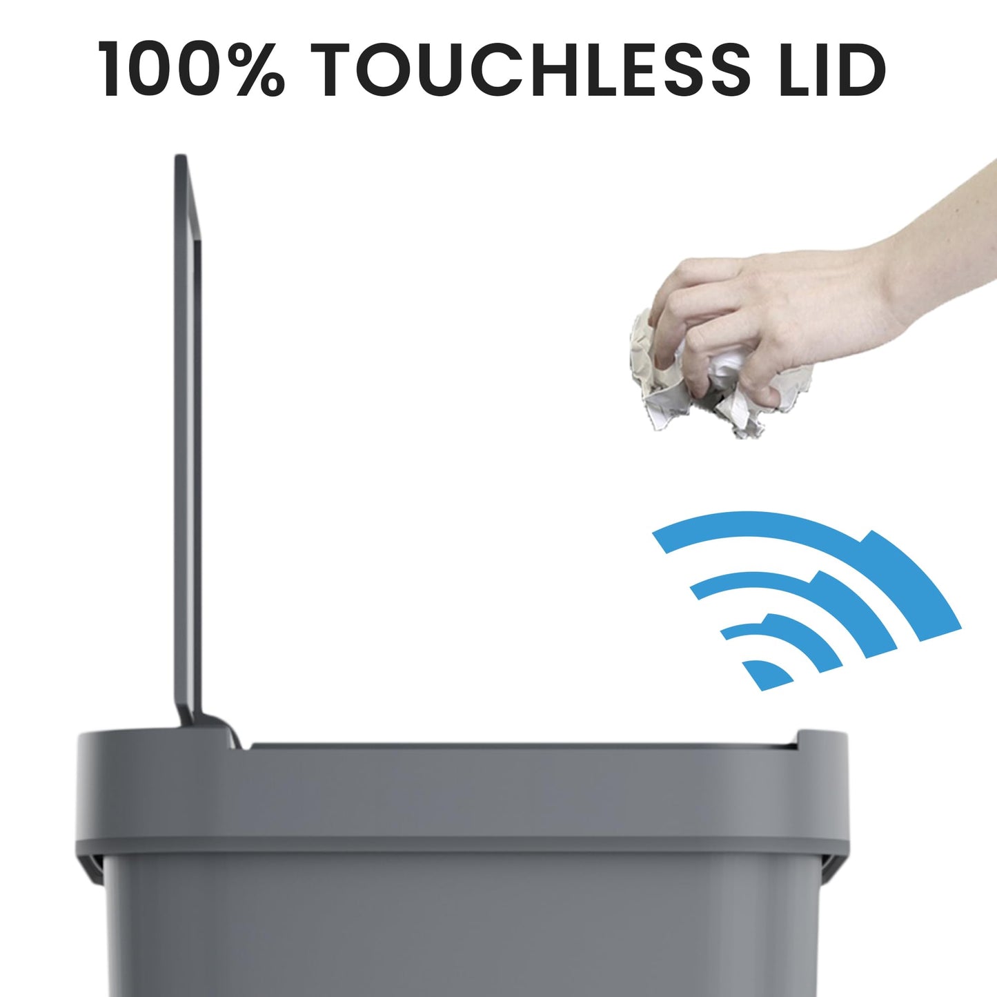 iTouchless Prime 13.2 Gallon Sensor Trash Can, Durable Dent-Proof Construction, Slim and Space-Efficient Automatic Bin Great for Kitchen, Home, Office, Business, Garage, Gray Color Plastic