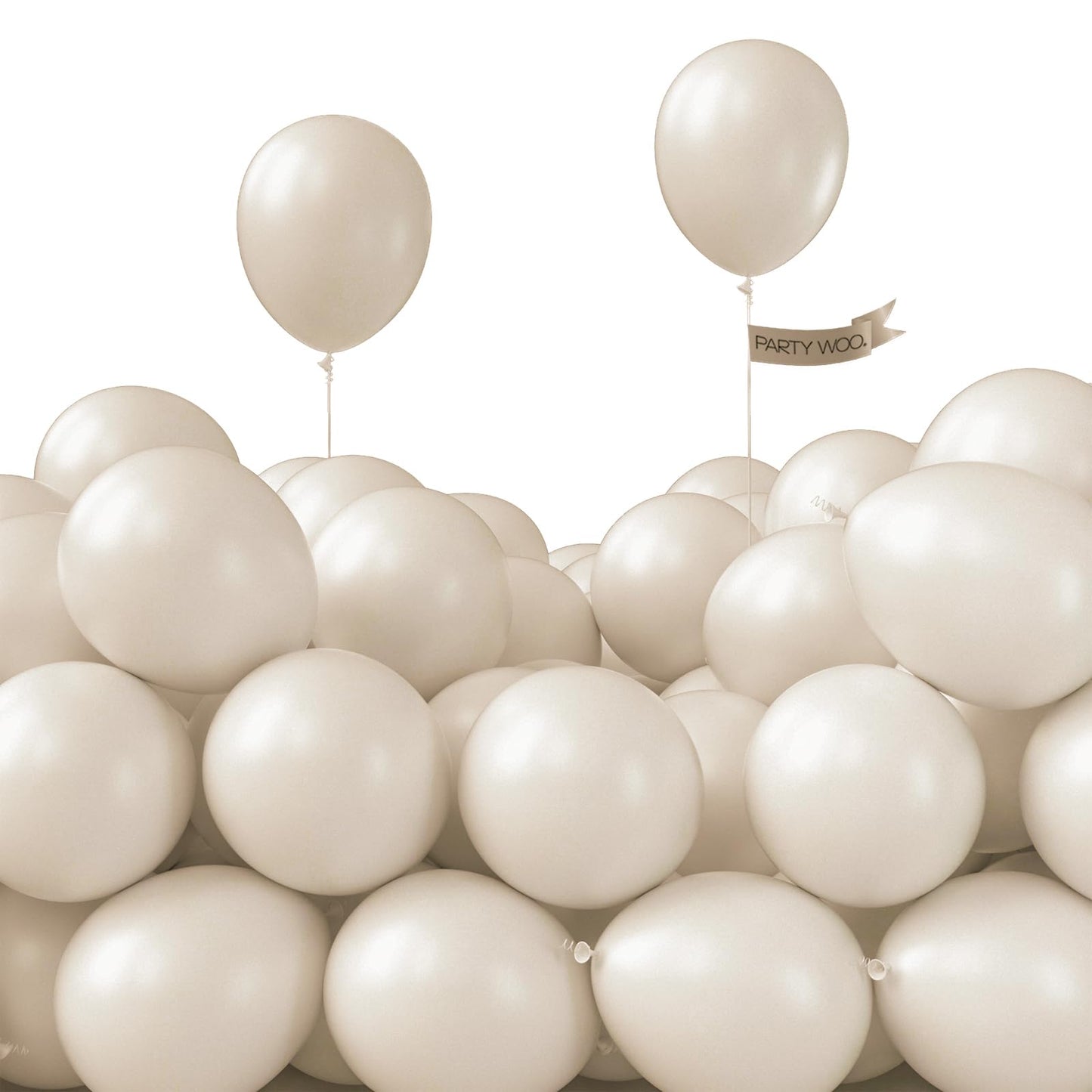 PartyWoo White Sand Balloons 50 pcs 5 Inch Small Mini Beige Cream Ivory Latex Small Mini Balloons for Wedding Bridal Graduation Baby Shower Gender Reveal Safari Birthday Party Decorations White-F12