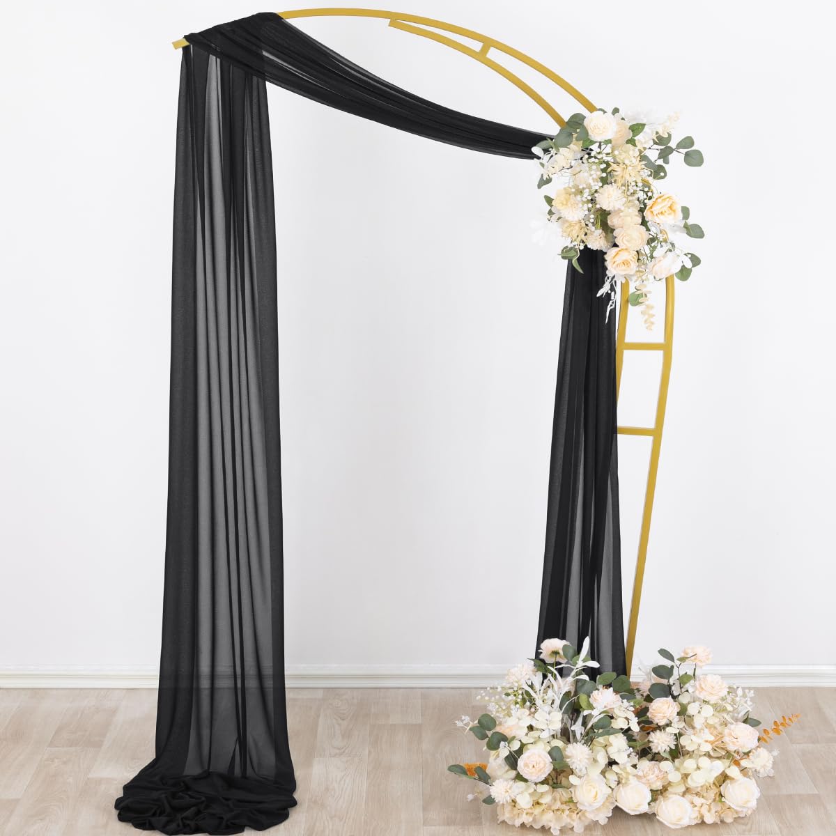 Socomi Wedding Arch Draping Fabric 29" x 20Ft 2 Panels Champagne and Terracotta Sheer Outdoor Curtain Drapes Extra Long for Bridal Baby Shower Birthday Party Decor