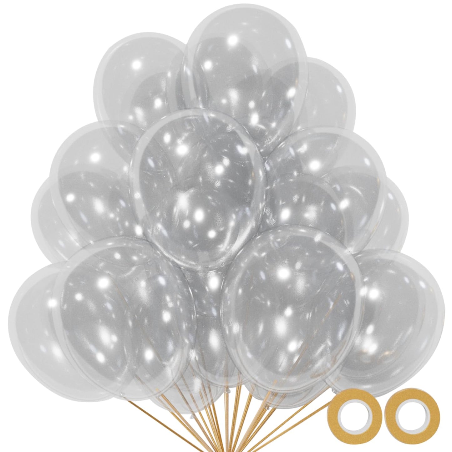 110pcs Clear Balloons, Clear Latex Balloons 12 inch, Transparent Balloon for Birthday Party Baby Shower Wedding(with 2 Ribbons)