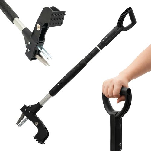 Gardena Ergonomic Weed Puller Tool - 39" Stand-Up Weeder with 4 Stainless Steel Claws | Black