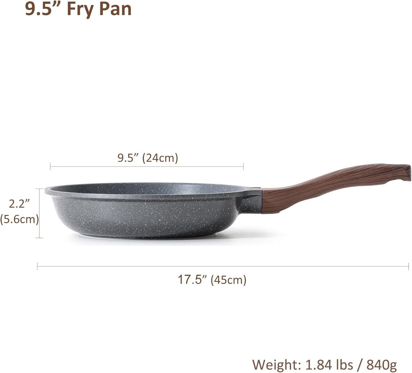 SENSARTE Nonstick Frying Pan - Swiss Granite Coating Omelette Pan, PFOA Free | 9.5 Inch Chef's Cookware