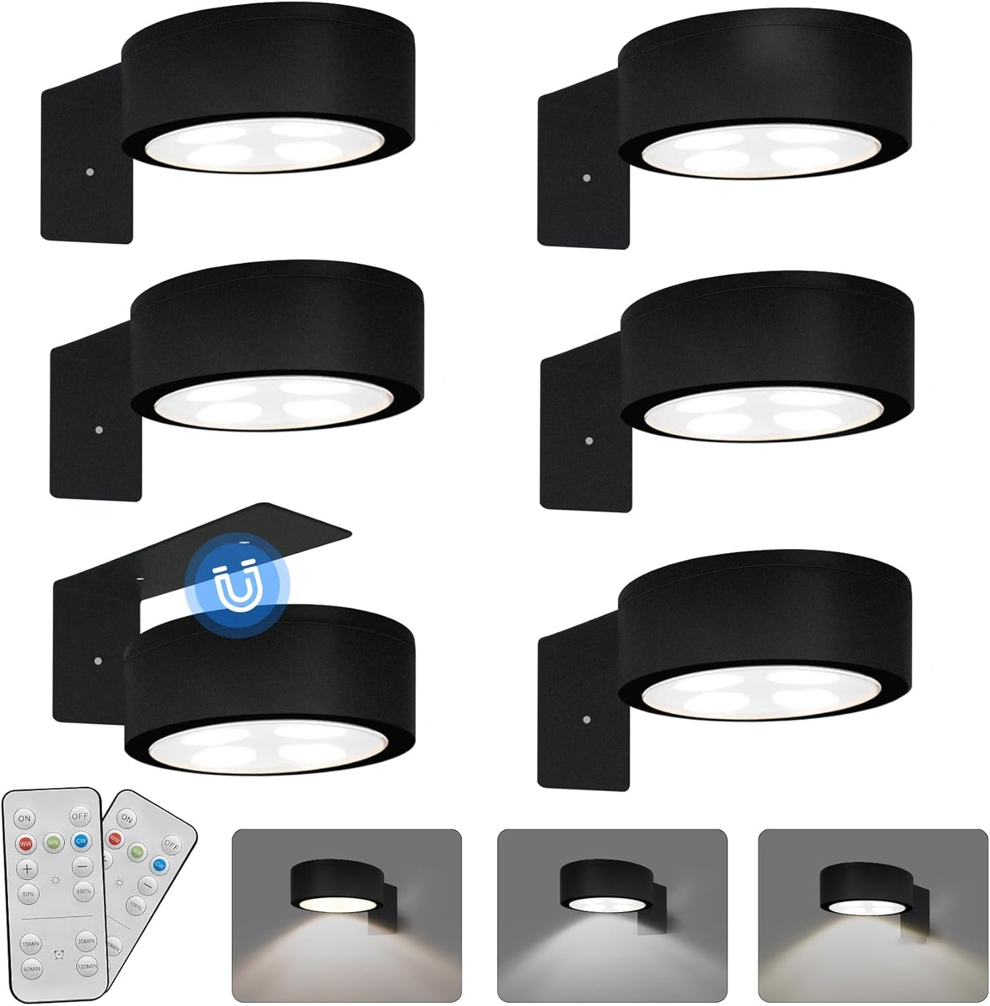 Skiennix 6-Pack Battery Operated Picture Lights - Magnetic, Remote-Controlled, Dimmable Art Display | Ideal for Portraits & Frames