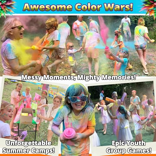 Party Goat 10 Pack XL 34oz Holi Color Powder Squeeze Bottles for Color Run & Festival