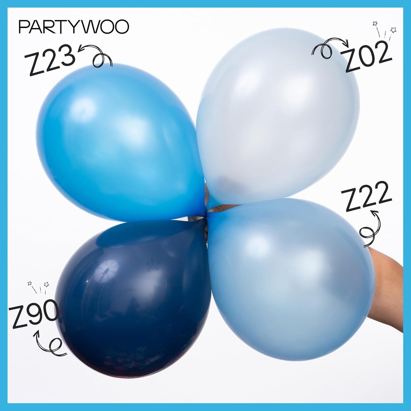 PartyWoo Pearl Blue Balloons - 50 Pcs 12 Inch Sky Blue Latex Helium Balloons for Celebrations