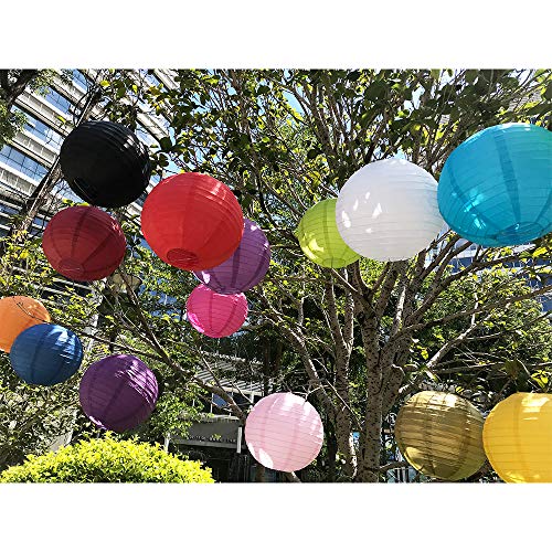 BEISHIDA Red Blue White Paper Lanterns 4/6/8/10/12 Inch Round Set (Color Trio)