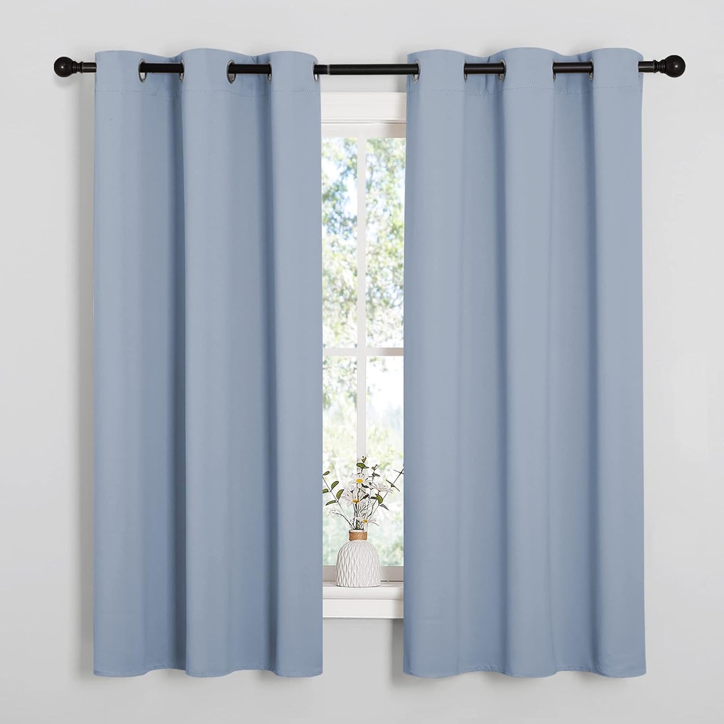 NICETOWN Blackout Curtains - Vintage Blue Thermal Insulated Drapes for Bedroom | 42" x 63" (1 Pair)