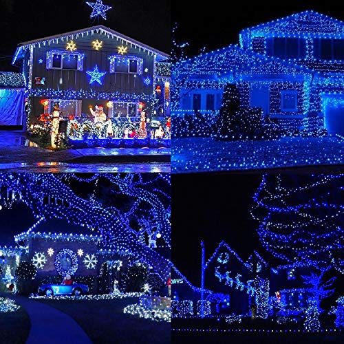 Blue 98.5ft Outdoor Indoor LED String Lights with 8 Modes & Waterproof for Holiday & Party