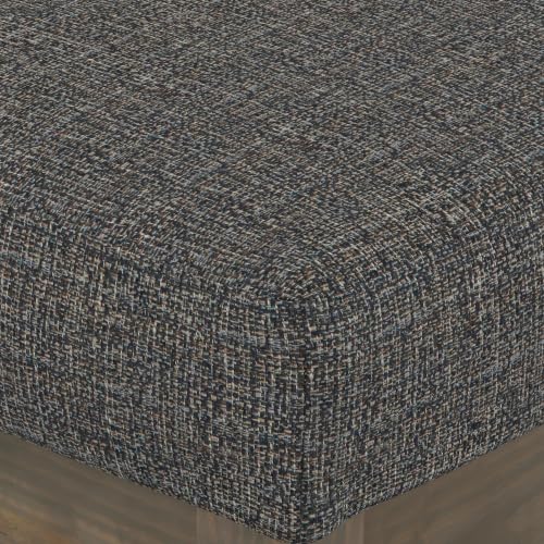 Small Ottoman Bench - Tweed Look Polyester Upholstery, Ebony Finish