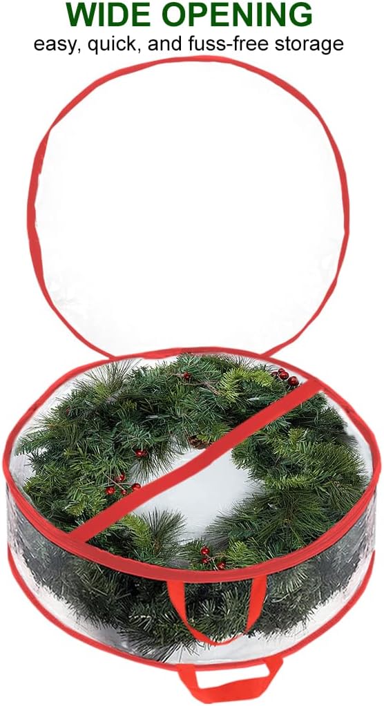 ProPik Christmas Wreath Storage Bag - 30" Waterproof Clear PVC Container | 2 Pack for Holiday Decor