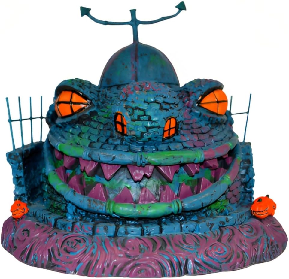 Bradford Exchange Tim Burton's Nightmare Before Christmas Clown House Figurine - Handcrafted & Glows Under Black Light, 7-Inch