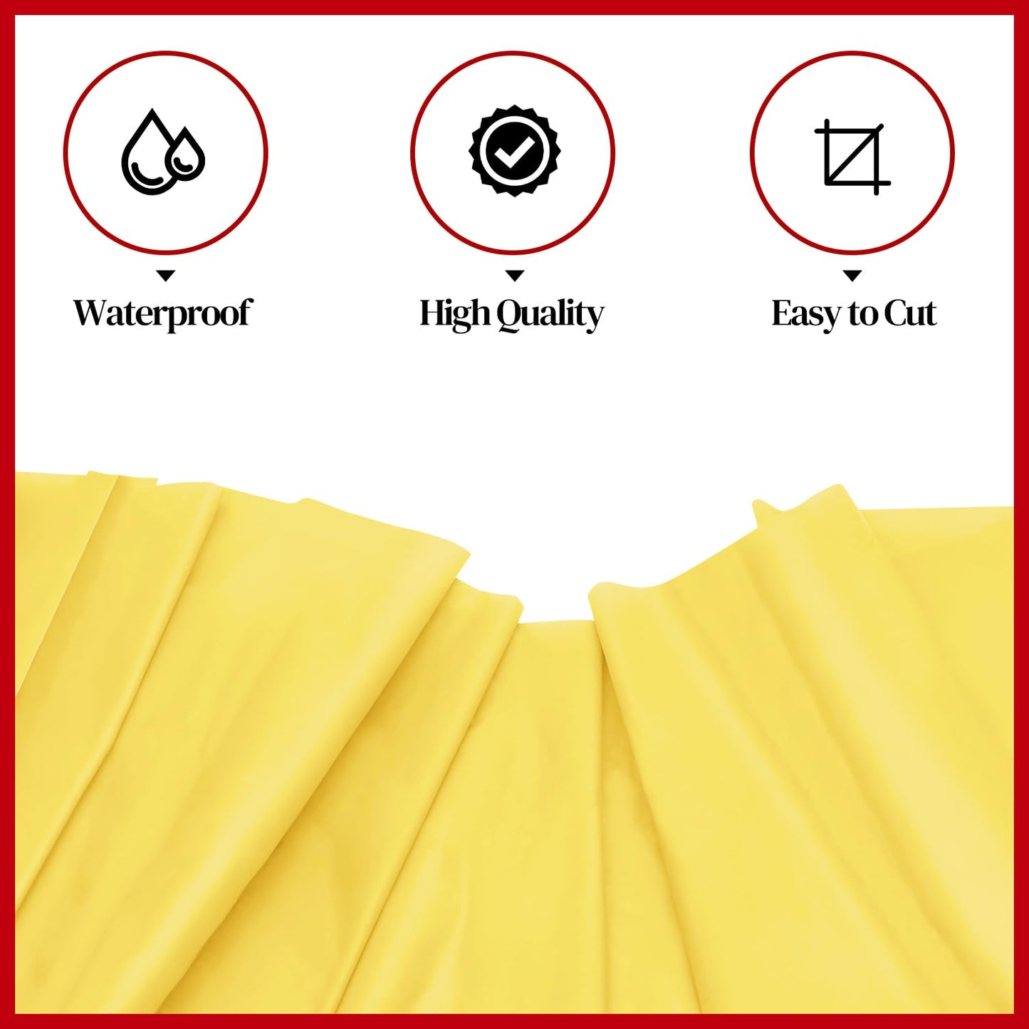Xnluothsk 54 Inch x 200 Feet Yellow Plastic Tablecloth Roll Cut to Size Disposable Table Cover with Cutter Box Plastic Table Cloth for Party, Wedding, Birthday