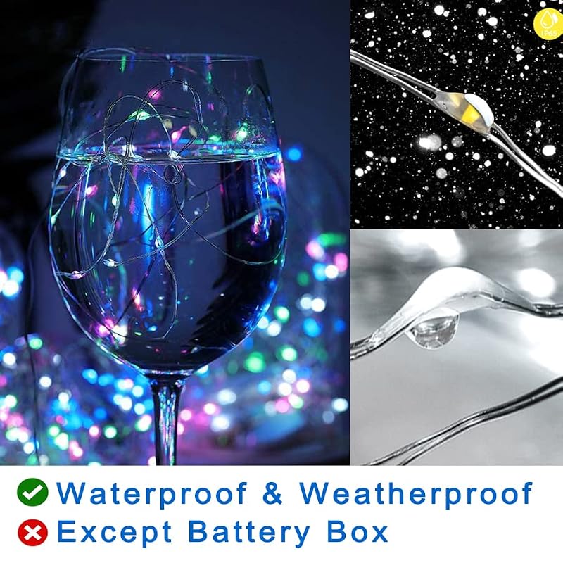 Ostwiki 12-Pack Colored Fairy Lights Battery Operated - 7 ft Copper Wire LED String Lights