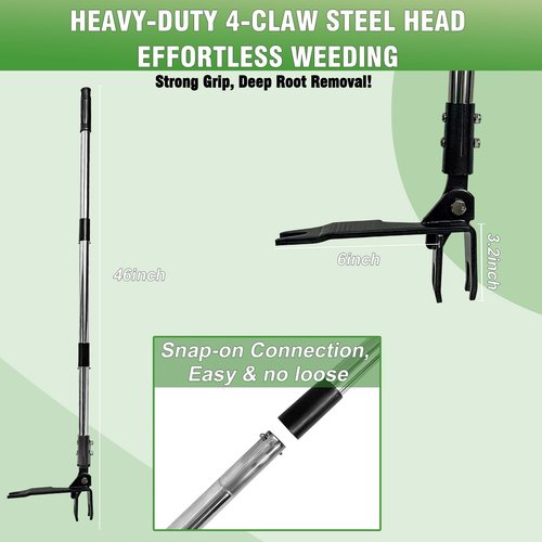 Heavy Duty Weed Puller Tool by [Brand Name] - Stand Up Weeder with Long Stainless Steel Handle & 4-Claw Head
