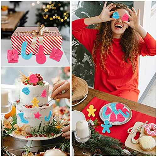 Christmas Silicone Chocolate and Candy Molds, Small Baking Molds for Cake Toppers, Santa Clause Snowman Christmas Tree Presents Gingerbread Stockings Star Candy Cane Molds 6Pcs