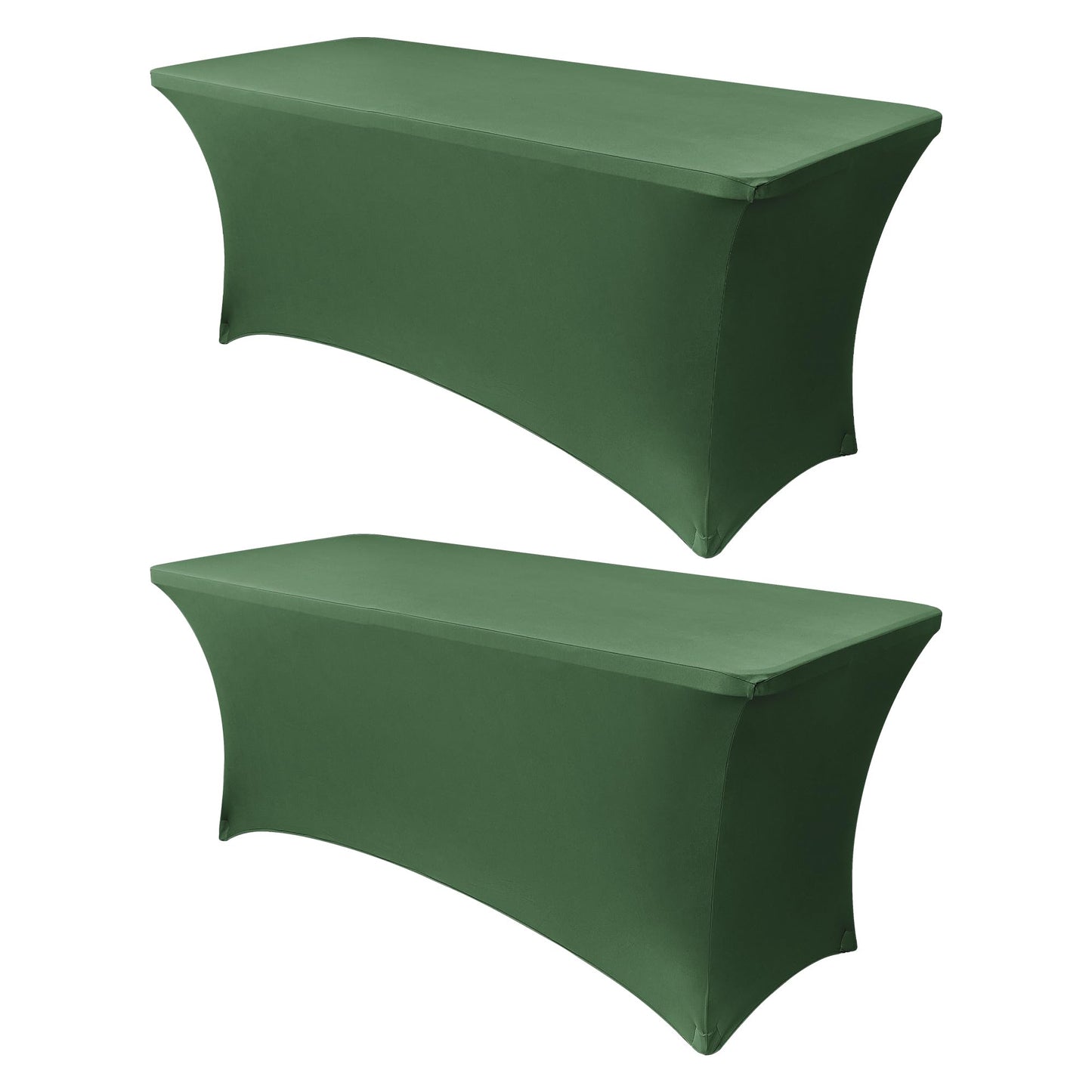 Obstal 8Ft Stretch Spandex Table Cover for Standard Folding Tables - 2 Pack Universal Rectangular Fitted Tablecloth for Party, Banquet, Events, Trade Show (Blackish Green, 96L x 30W x 30H Inches)