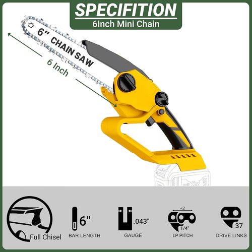 6 Inch Chainsaw Chain by [Brand Name] - 1/4" LP Pitch, .043'' Gauge, 37 Drive Links | Replacement for Mini Cordless Electric Chainsaws