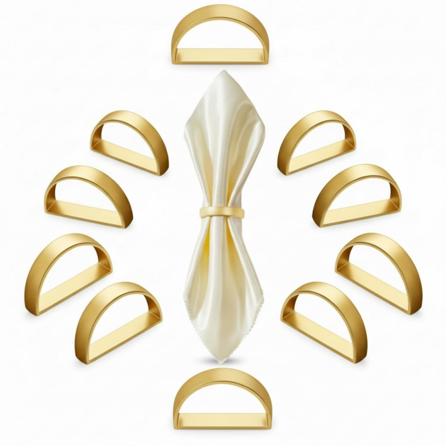 20 Pcs Stainless Steel Napkin Rings Metal Napkin Ring Holders Fall Thanksgiving Modern Serviette Buckles Metallic Adornment for Table Kitchen Dinner Party Wedding (Matte Gold Semicircle)