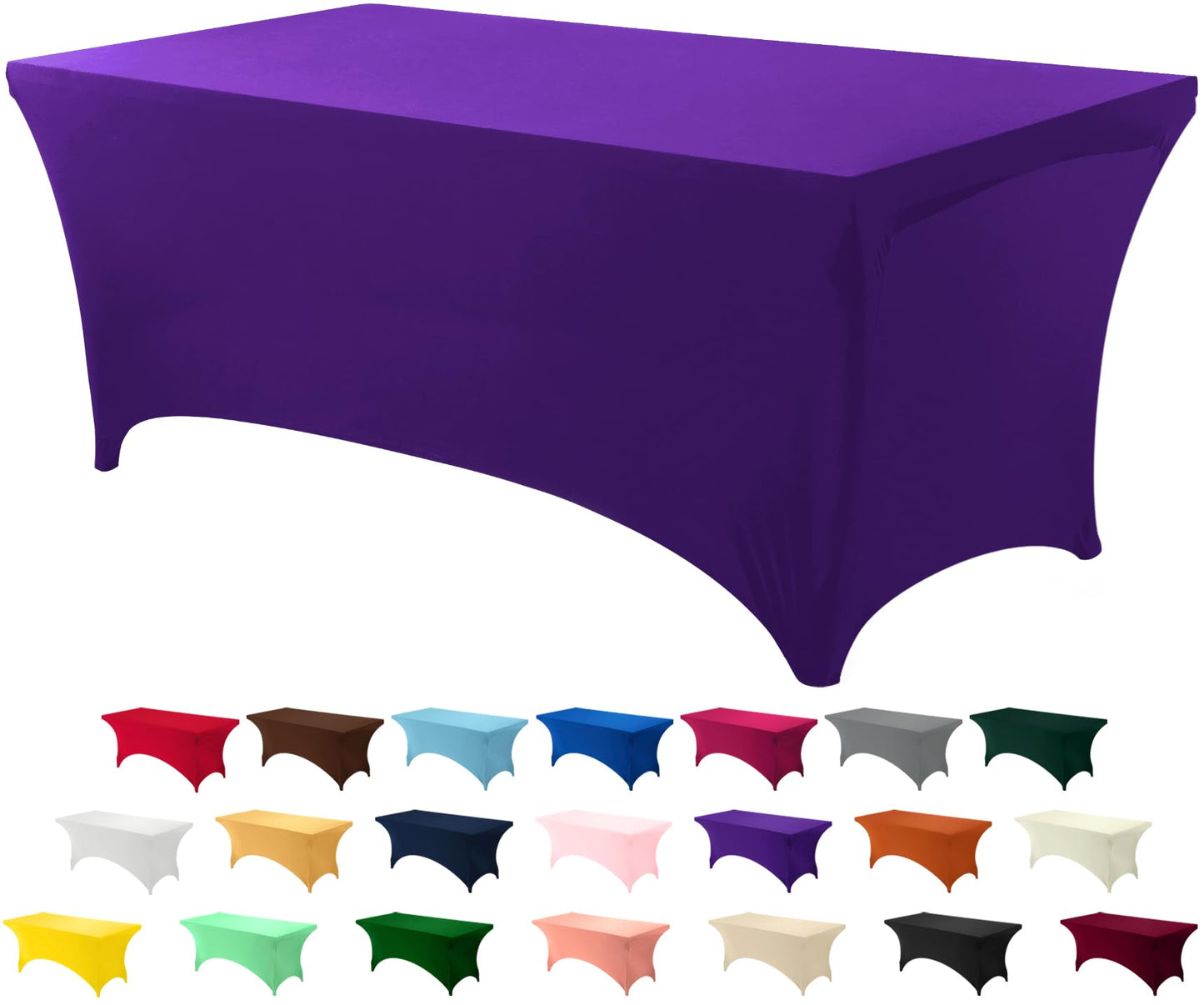 Utopia Kitchen Spandex Tablecloth 10 Pack [8FT, Purple] Tight, Fitted, Washable and Wrinkle Resistant Stretch Table Cloth Rectangle Cover for Trade Show, Weddings & Parties [96Lx30Wx30H Inch]