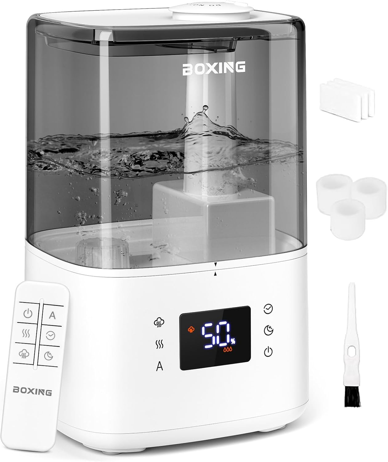 BOXING Ultrasonic Humidifier - 4.5L Warm & Cool Mist Essential Oil Diffuser with Remote | Quiet Sleep Mode, BPA-Free, 45H Runtime