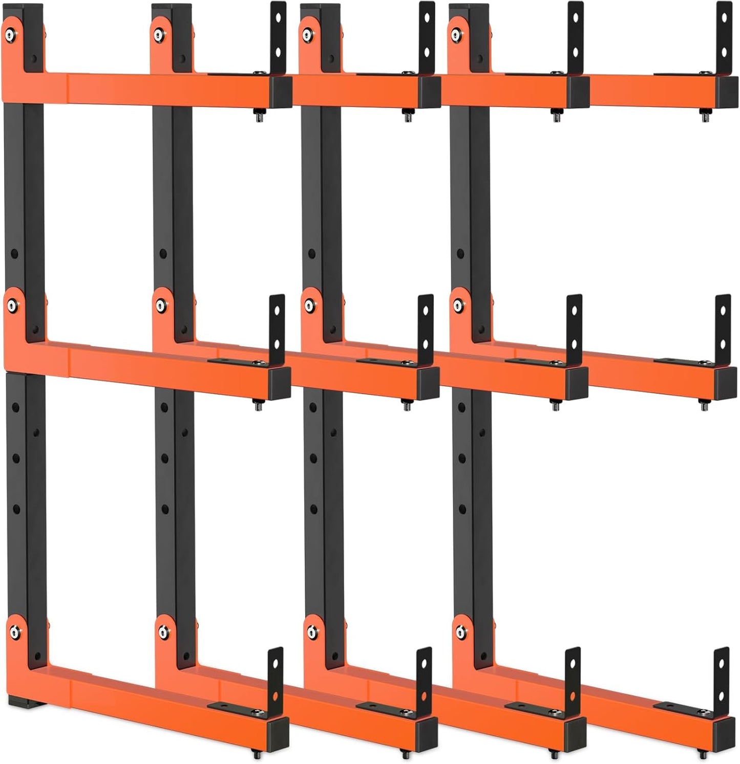 Skiennix 27-Inch Lumber Storage Rack - Adjustable 6-Hole Wall Mount Metal Organizer (4 Pack)