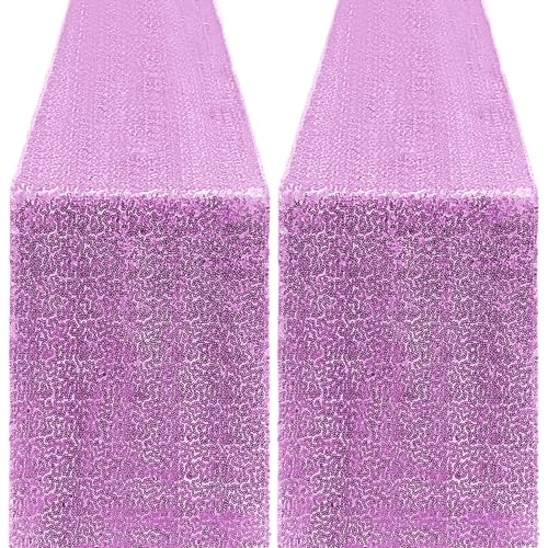 Lavender Sequin Table Runner 12" x 72" - 2 Pack for Wedding Birthday Party Decor