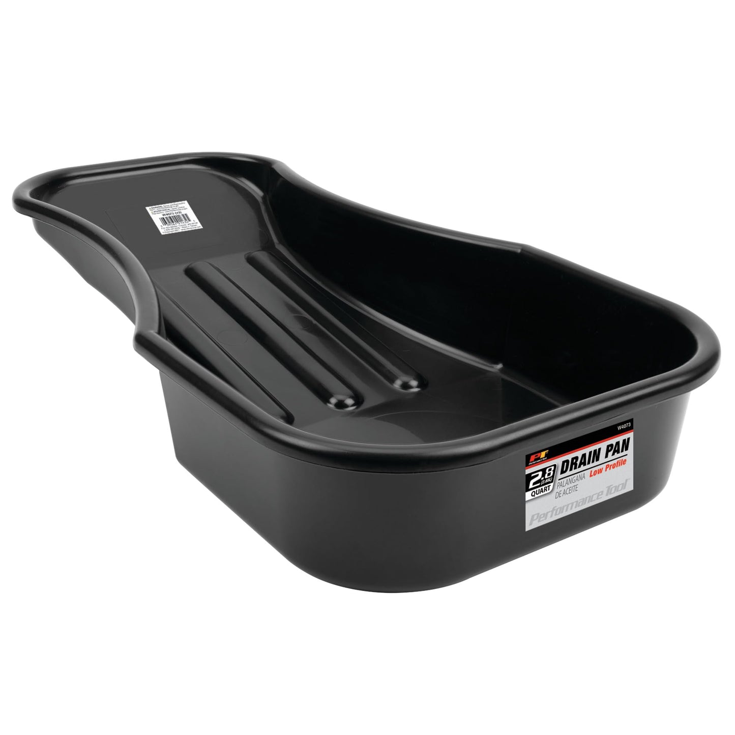 Performance Tool W4073 Heavy Duty 2.8 Quart Oil Drain Pan with Splash Guard and Tapered Spout for Lawn Equipment and Motorcycles