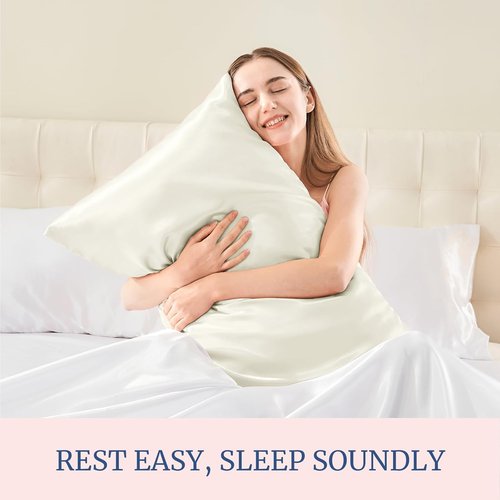 BEDELITE Satin Pillowcase - Super Soft & Cooling for Hair and Skin | 2 Pack, Standard Size 20"x26", Ivory