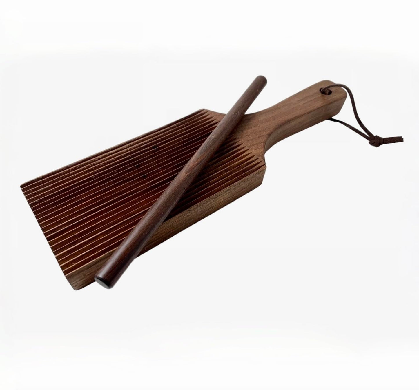 Gnocchi Board - Hand Crafted in USA of American Grown Walnut - Solid Wood Gnocchi Paddle with Garganelli Stick - Cavatelli Pasta Maker - Pasta Board Gnocchi Roller by Crafted Home Goods