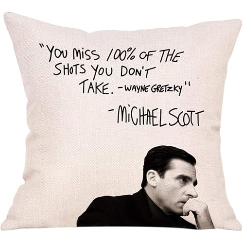 Farmhouse Quote Decorative Throw Pillow Cover, Funny Michael Scott Cushion Case Decor Sign, Seasonal Home Square Pillowcase Sofa Couch Decoration 16x16 for The Office