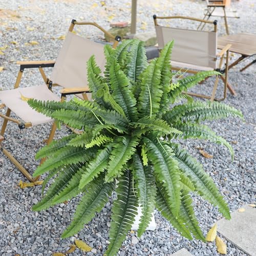 Large Artificial Ferns for Outdoors & Indoors - 45 Inch Fake Ferns with 55 Fronds