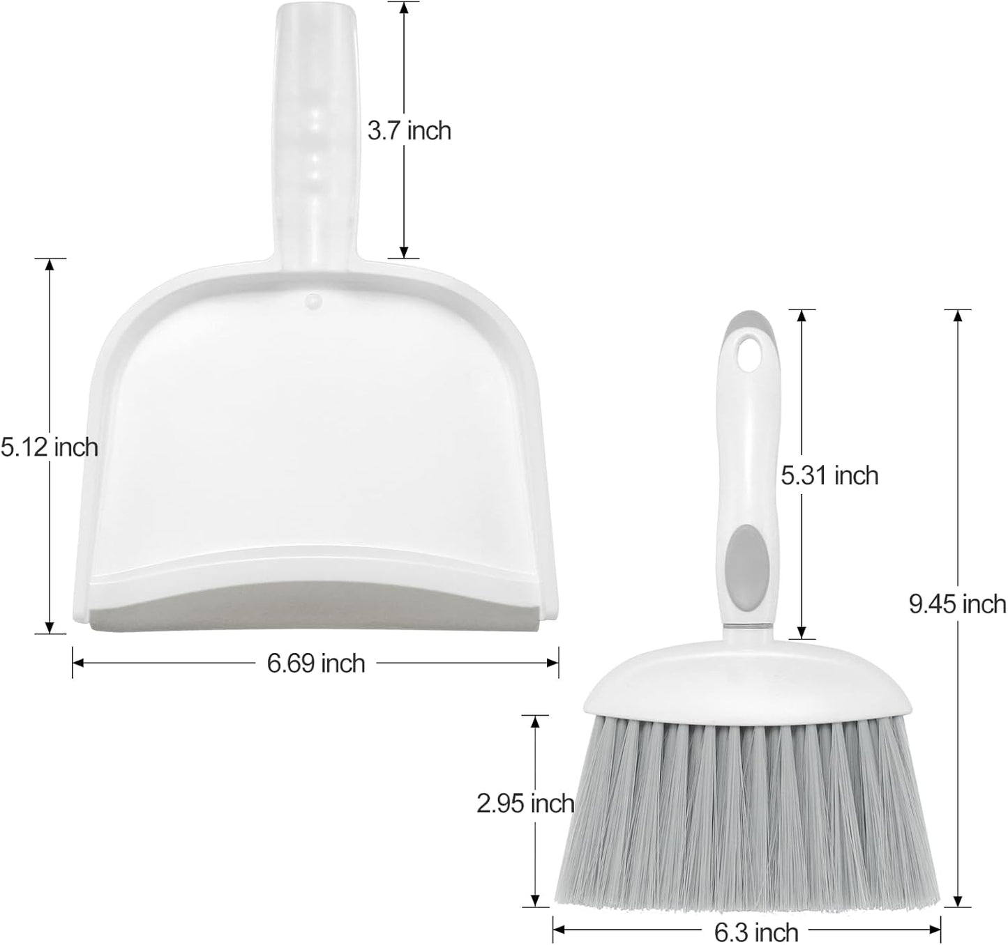 NACENA Mini Dust Pan and Brush Set - Compact Cleaning Tool for Home, Drawers, and Sofas | White & Gray