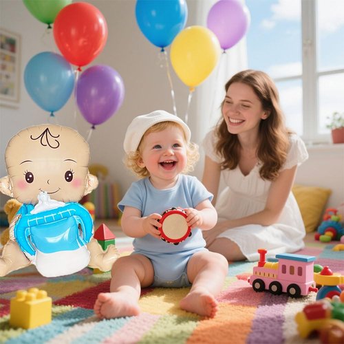 AnnoDeel 2 Pcs 20" x 31" Baby Balloon,Boy and Girl Large Size and Thickened Foil Balloons,Helium Balloons for Wedding Birthday Party Decoration