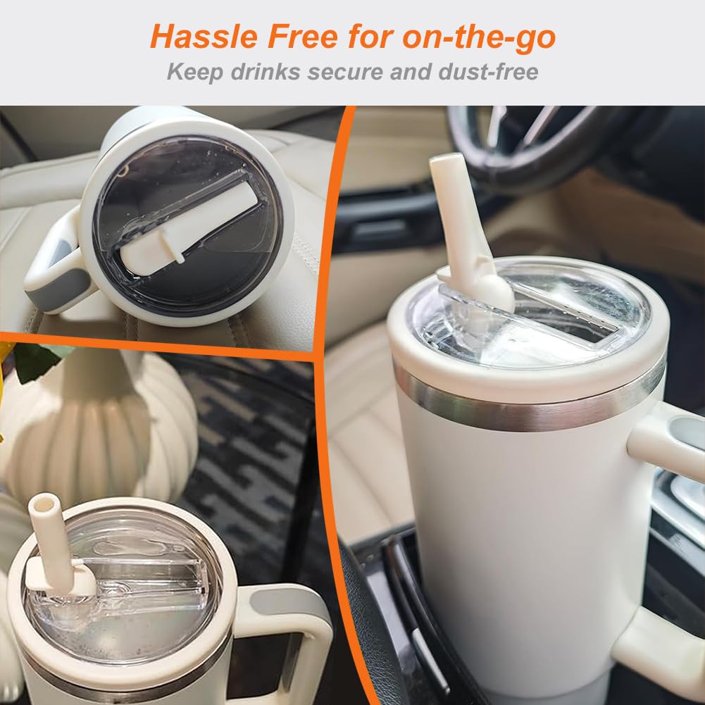 2-Pack Leak Proof Lid Replacement 40 oz, Only Fit for Stanley Quencher H2.0 Tumbler, Reusable Flip Straw Lid Top Cover for Stanley 40oz Cup Accessories, Replacement of Leaking Original Lids, Purple