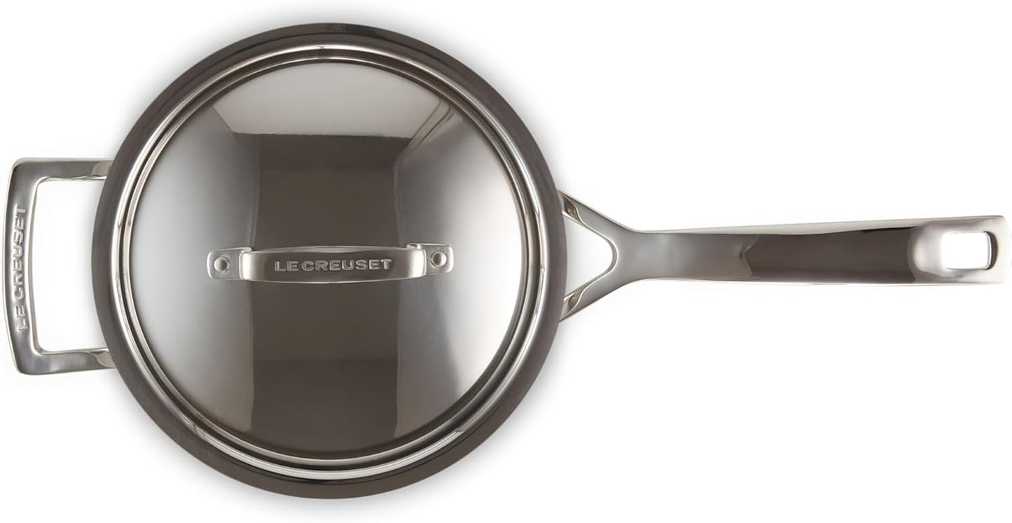 Le Creuset Stainless Steel Saucepan - Classic 3-Ply Design, 3 Quart Capacity