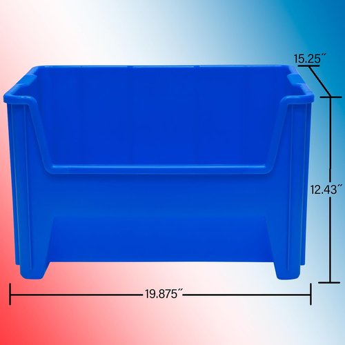Akro-Mils Stak-N-Store Heavy Duty Stackable Storage Bins - Open Front Design, Gray, 15" x 20" x 12.5" (3-Pack)