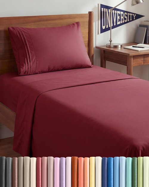 Comfy Twin XL 3-Piece Sheet Set - Breathable Cooling Bed Sheets | Hotel Luxury Bedding - Deep Pockets, Soft, Wrinkle-Free - Oeko-Tex Certified - Burgundy