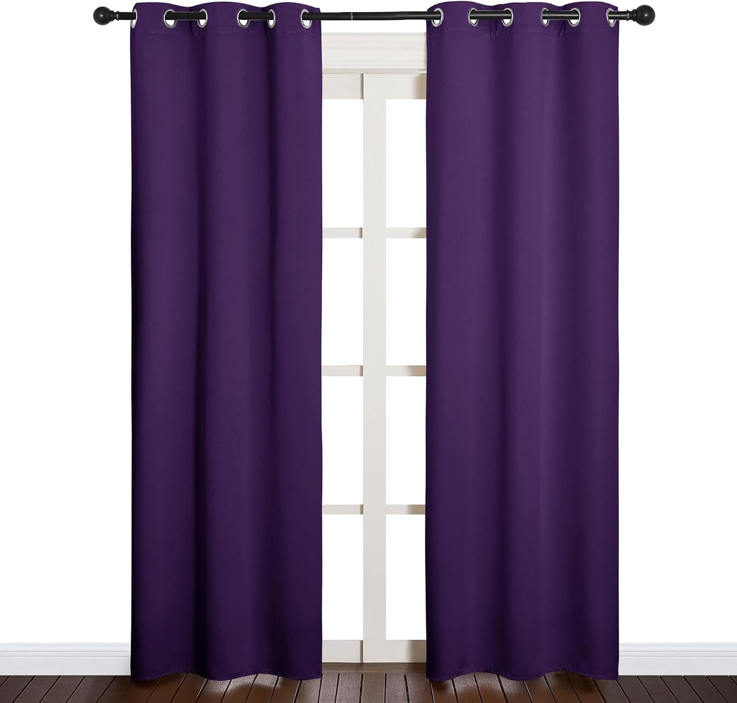 NICETOWN Blackout Curtain Panels - Thermal Insulated Solid Ring Top Drapes for Kids Room | Set of 2, 34 x 84 Inches, Royal Purple