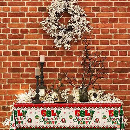 3Pcs Ugly Sweater Tablecloths-Ugly Sweater Party Decorations Christmas Rectangular Plastic Table Covers for Christmas Party Supplies,Size 70.8X42.5inch