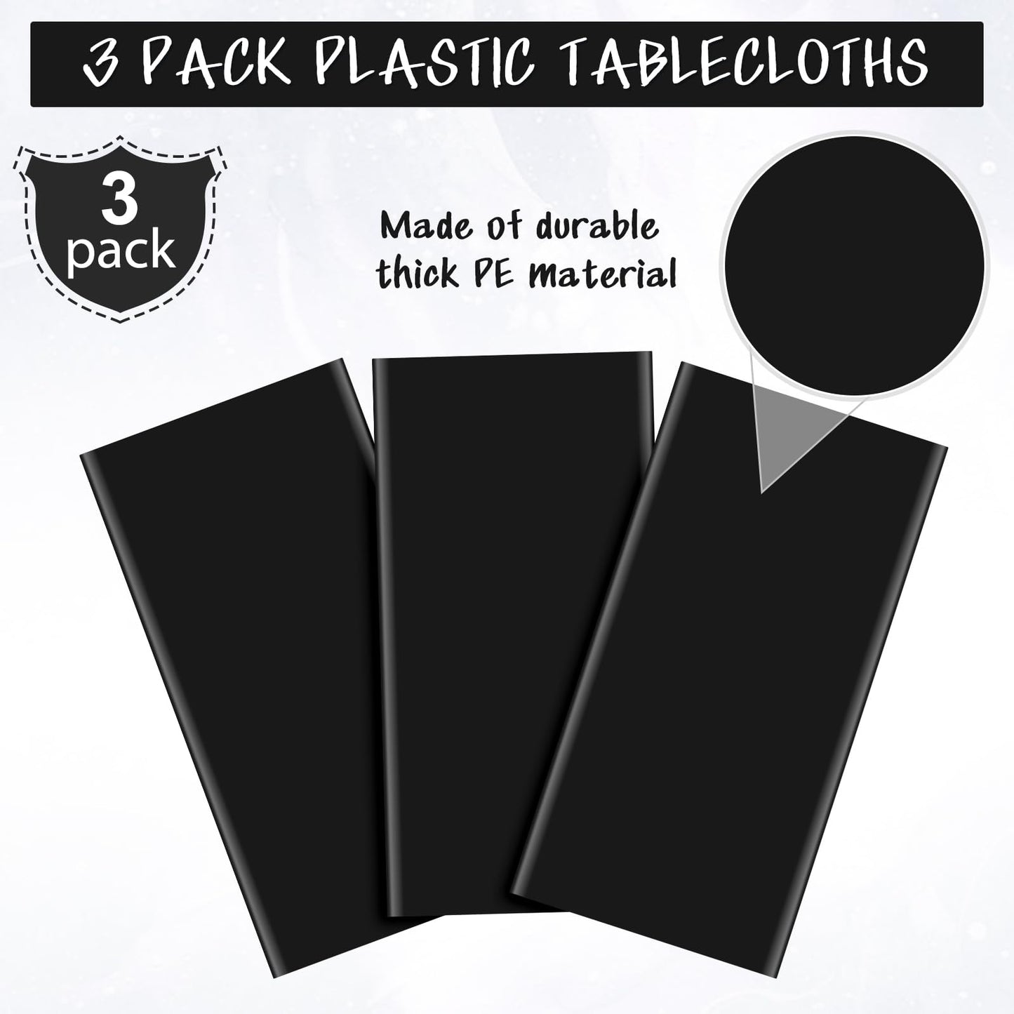 YIDAKO 12Pcs Black Rectangle Tablecloth,Disposable Plastic Table Cloth,Waterproof Black Table Cover for Graduation Birthdays Weddings Anniversary Party Decorations,54 x 108 Inch